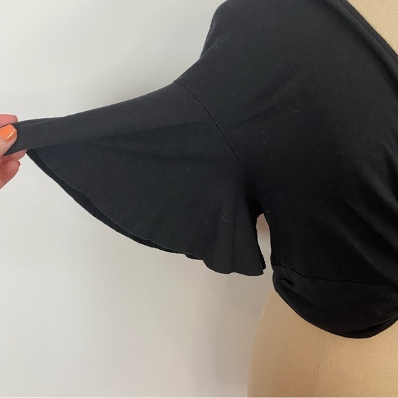 Aqua by Bloomingdales Black Cropped Top Twist Front M - Picture 2 of 6